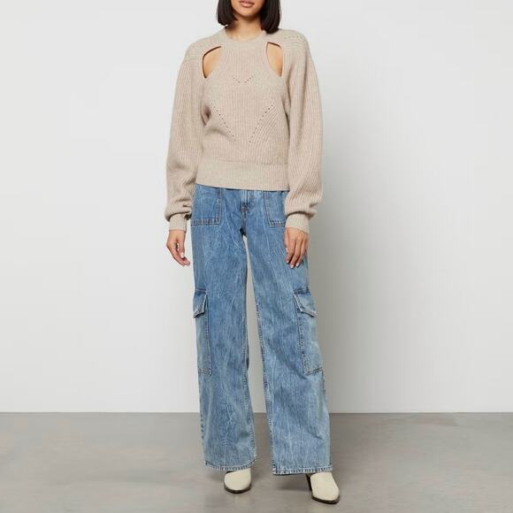 Isabel Marant Palma Sweater Beige Cashmere Wool Open Back Boho Preppy Size 6 - Picture 12 of 13